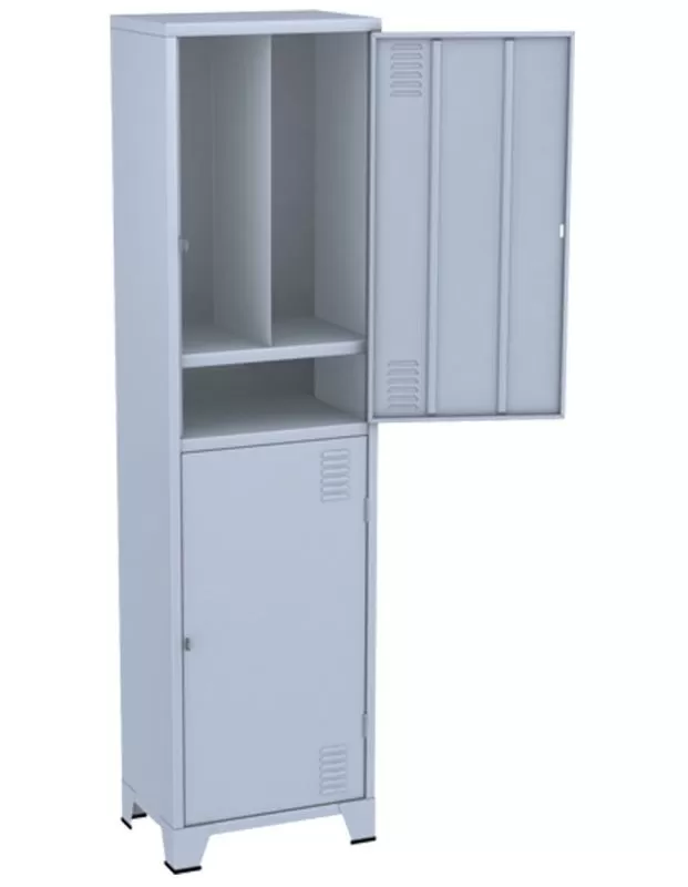 GRP-02 INS Chapa 24 - Roupeiro de aço Insalubre 2 portas com sapateira - NR 24 e NR 18