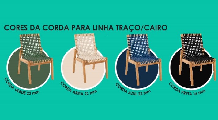 Cadeira Em Madeira Corda Areia | Linha Traço *com Braço - Alt. 0,82 cm X Larg. 0,53 cm X Prof. 0,54 cm 