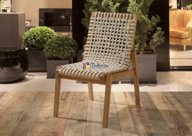 Cadeira Em Madeira Corda Areia | Linha Traço *com Braço - Alt. 0,82 cm X Larg. 0,53 cm X Prof. 0,54 cm 
