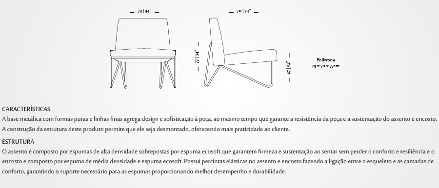 Poltrona Pequim 1 lugar I Diversas opções de revestimento 