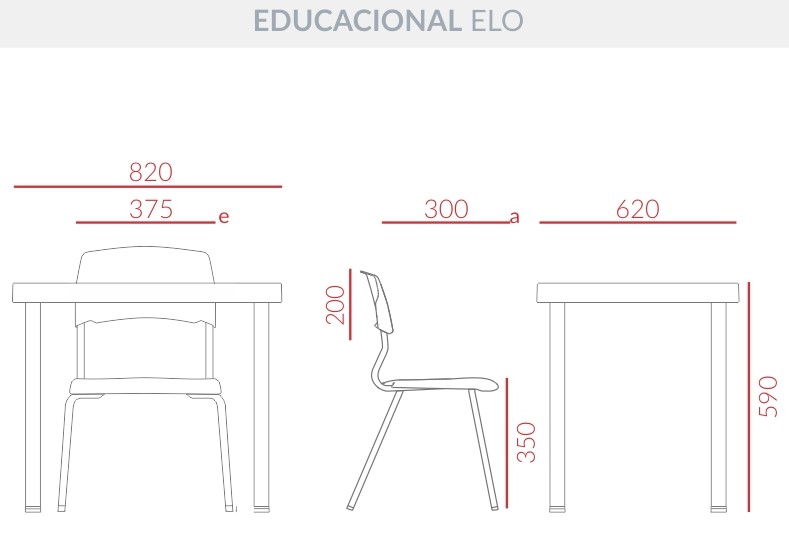 Conjunto Mesa e Cadeira Escolar Educacional Elo Adulto