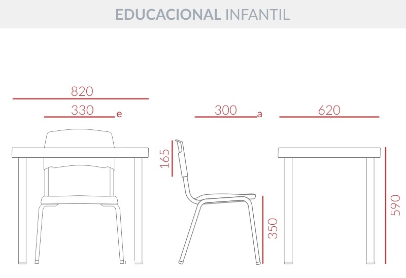 Conjunto Mesa e Cadeira Escolar Educacional Elo Infantil