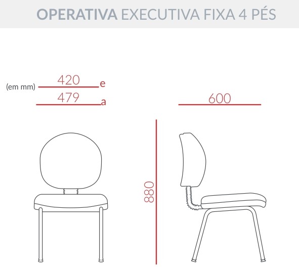 Cadeira Operativa Executiva Lâmina - Base 4 Pés *Braço Corsa