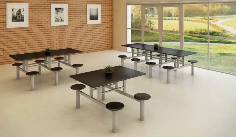 Mesa Refeitório 4 Lugares - Larg. 1,40 m x Prof. 80 cm x Alt.72 cm | Tampo Mdp 18mm Melamínico