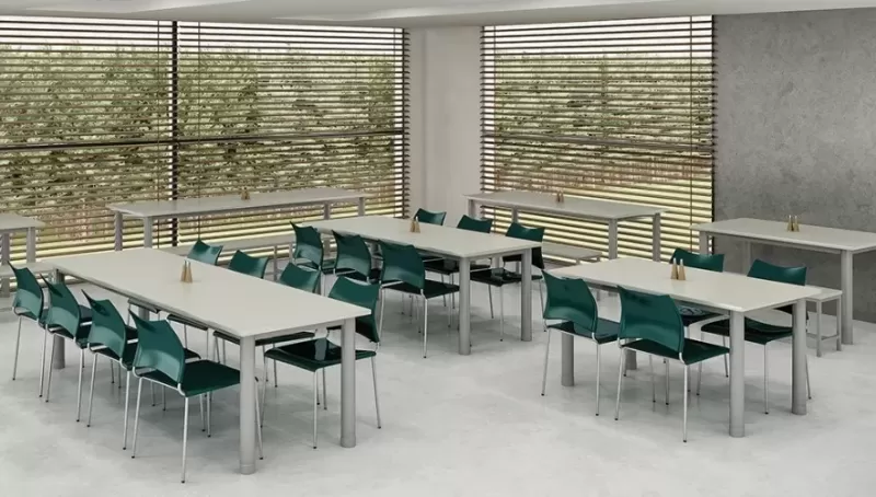 Mesa Refeitório 4 Lugares - Larg. 1,40 m x Prof. 80 cm x Alt.72 cm | Tampo Mdp 18mm Melamínico