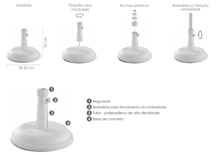 Base Para Ombrelone em Concreto 16kg - Marrom