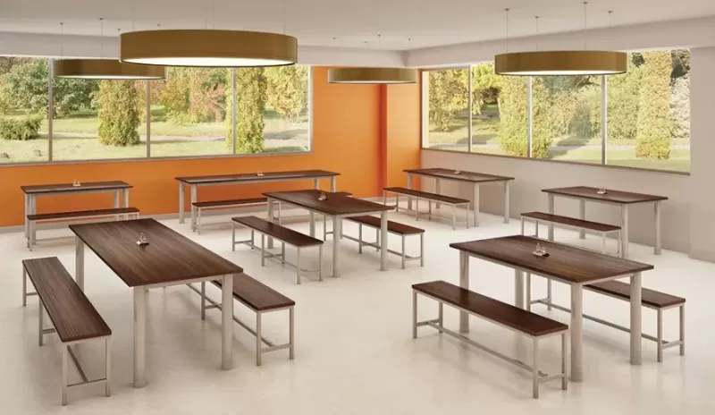 Mesa Refeitório 4 Lugares - Larg. 1,20 m x Prof. 80 cm x Alt.72 cm | Tampo Mdp 25mm Melamínico