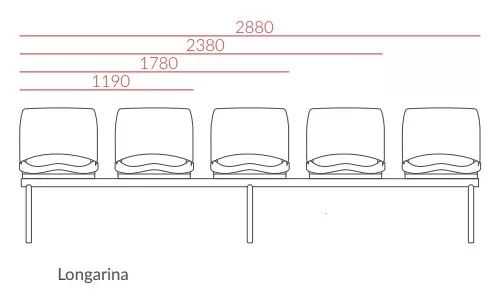 Longarina Ergoplax 3 Lugares - Assento Anatômico sem estofado | Diversas cores