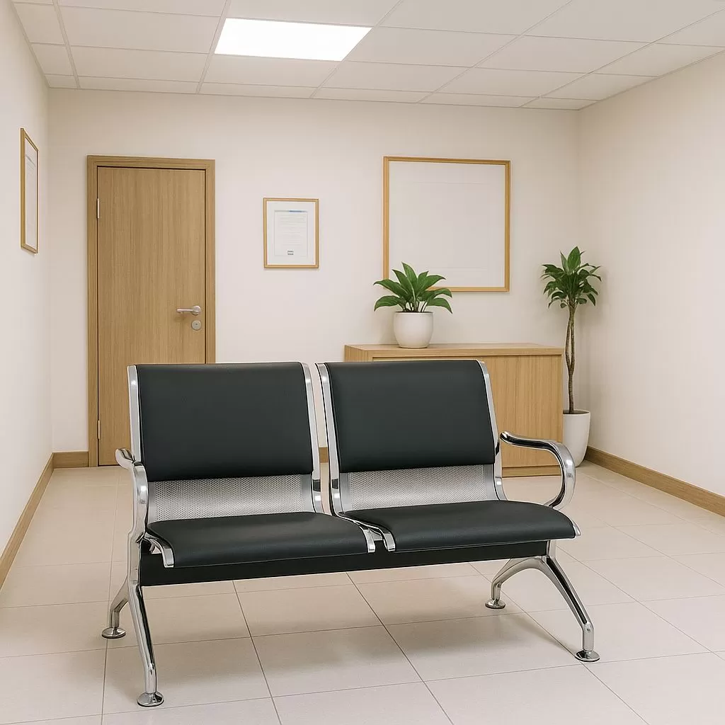 Longarina Charm 2 Lugares - Metálica Cromada | Estofada