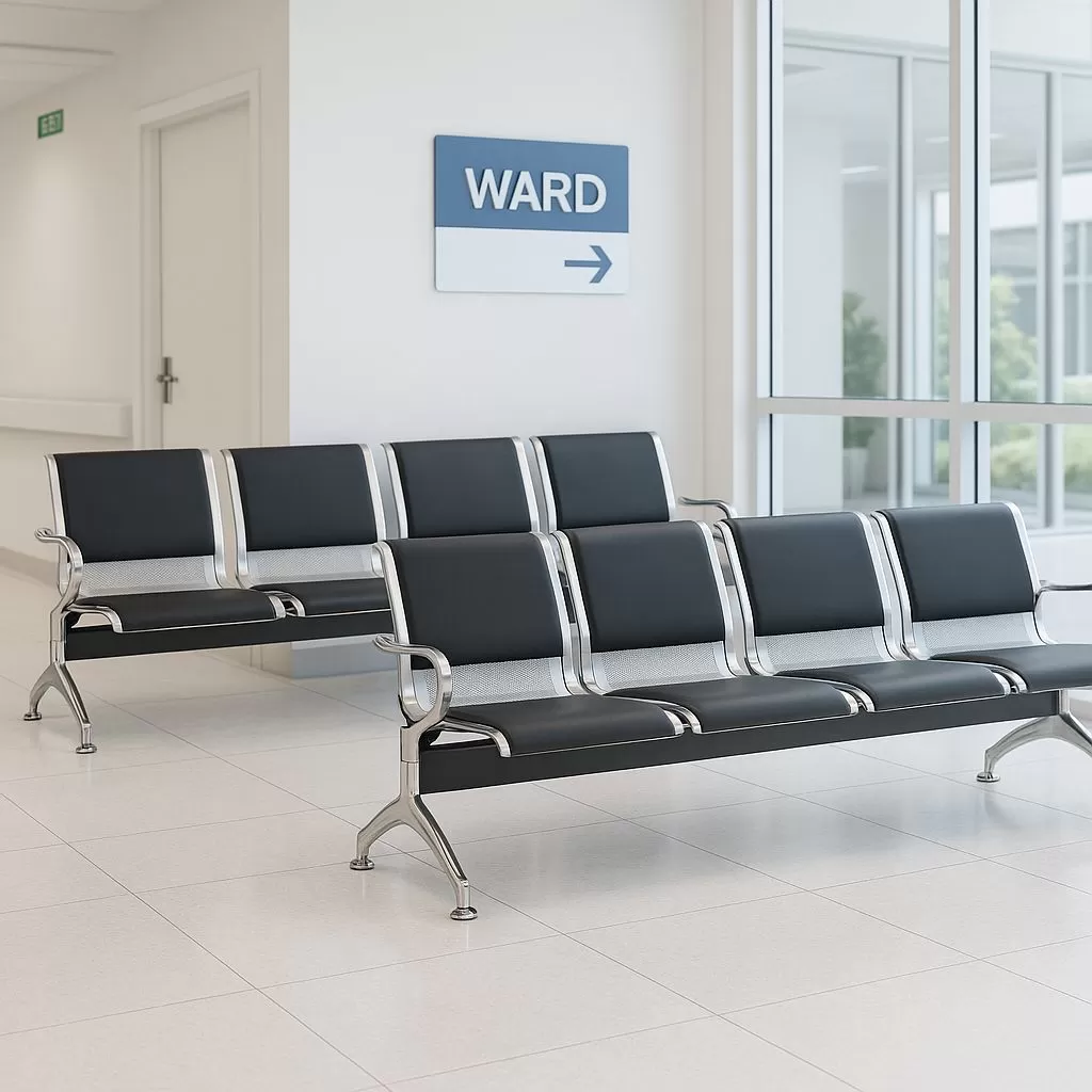 Longarina Charm 4 Lugares - Metálica Cromada | Estofada