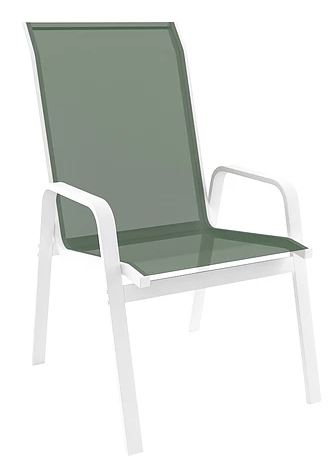 Cadeira Para Piscina Summer - Alumínio Branco, Tela Sling Verde | Empilhável