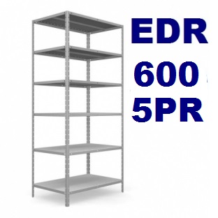 Estante de Aço 5 Prateleiras Edr-600/22 5pr | Chapa 22 - Reforçada 90 Kg/prat.