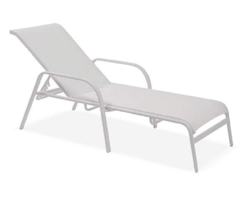 Espreguiçadeira Para Piscina Summer - Alumínio Branco, Tela Sling Branca | Empilhável