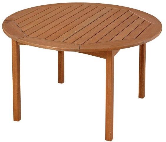 Mesa Área Externa Fixa Redonda ø 100 Cm - Madeira Eucalipto, Acabamento Stain Jatobá - Espaço Casa E Jardim