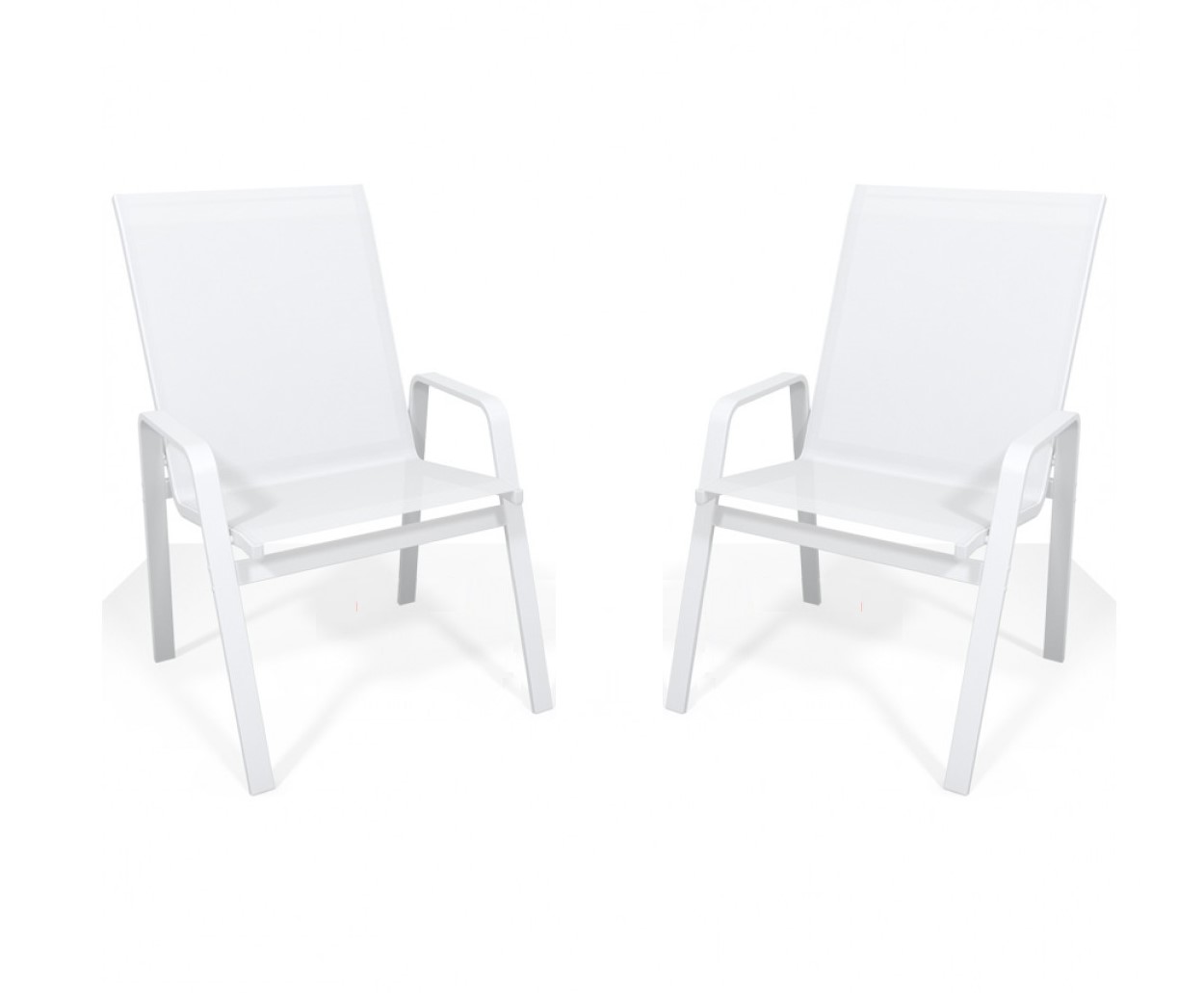 Kit Com 2 Cadeiras Para Piscina Summer - Alumínio Branco, Tela Sling Branca | Empilhável