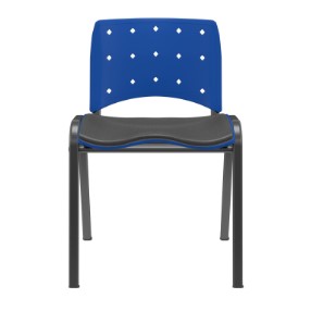 Cadeira Fixa Empilhável Ergoplax | Estrutura Preta - Assento Estofado