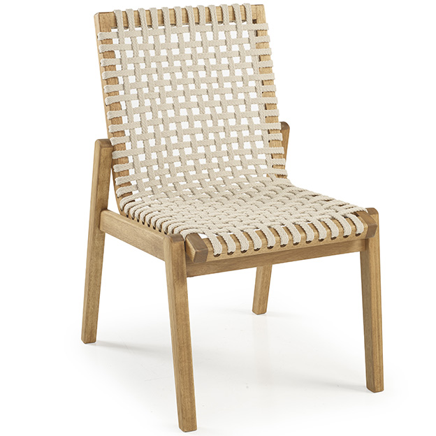 Cadeira Em Madeira Corda Areia | Linha Traço *Sem Braço - Alt. 0,85 Cm X Larg. 0,52 Cm X Prof. 0,62 Cm