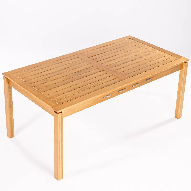 Mesa de Jantar em Madeira Corda Areia | Linha Traço - Alt. 0,75 cm X Larg. 1,40 cm X Prof. 0,93 Cm - Espaço Casa e Jardim