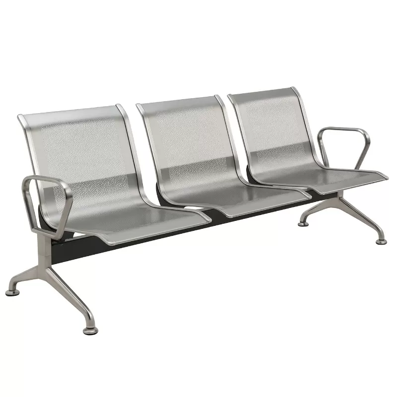 Longarina Premium Aço Inox 3 Lugares